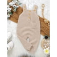 thumbnail image 7 of aturustex Infant Baby Boy Girl Solid Sweaters Romper Overalls 1M 3M 6M 9M 12M 18M Toddler Button-up Sleeveless Tank Jumpsuits Square Neck Ribbed Knittick Cozy Warm Knitwear Clothes for Daily, 7 of 7