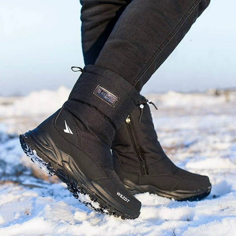 Men Winter Solid Color Keep Warm Ankle Boots Plus Velvet Boot Flat Snow Boots Leather Hiking Boots Mens Cement Boots for Men Snow Boots Mens 8 Wide Snow Boots for Men Mens