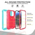thumbnail image 2 of Dteck Case for iPhone 14 Pro 6.1-inch,Shockproof Rugged Rubber Armor 3-Layer Protection iPhone Case Hybrid Hard PC Back with Ring Holder Kickstand Cover, Green + Rose, 2 of 7