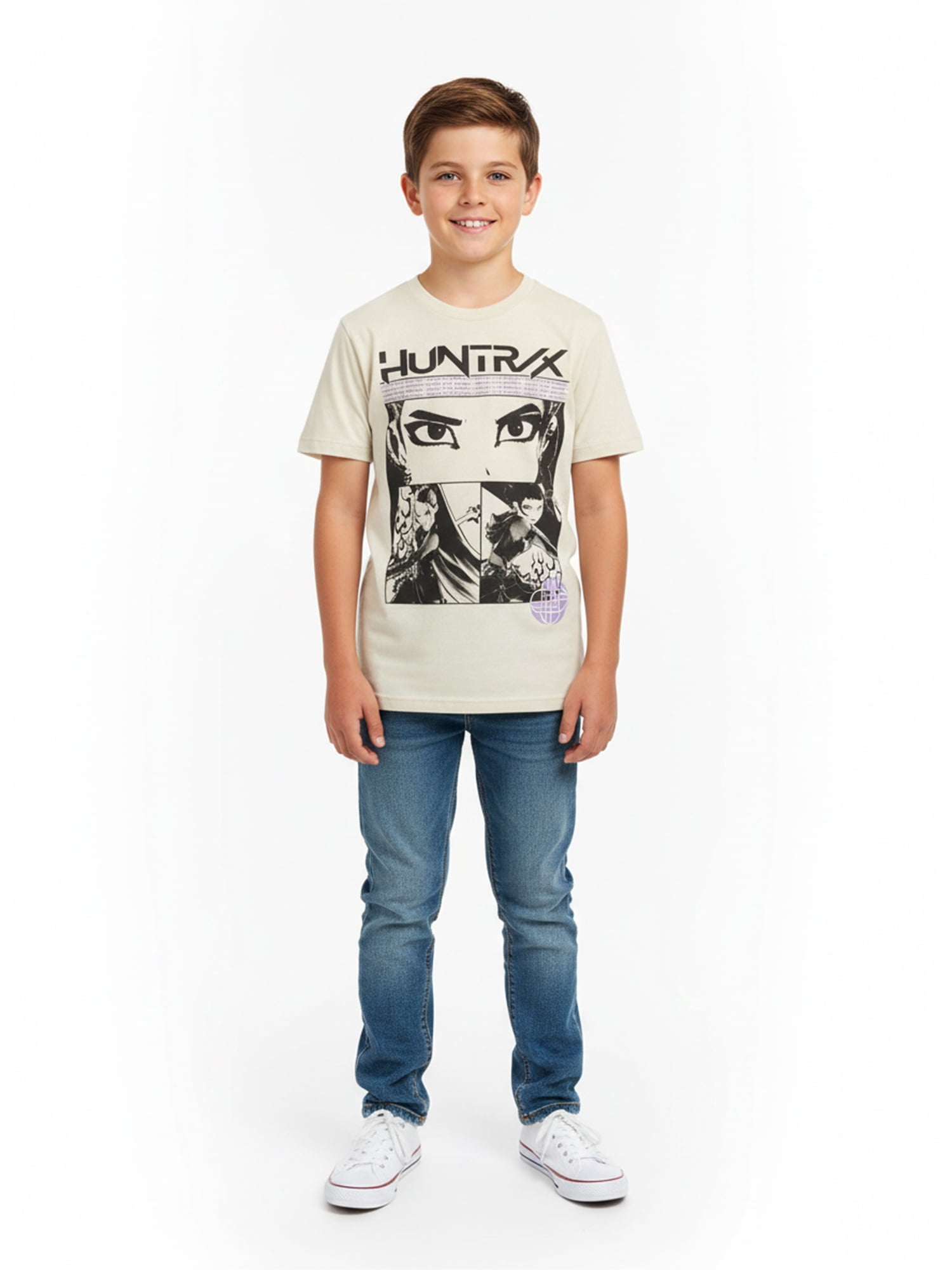 Kpop Demon Hunters Boys' Graphic Tee with Short Sleeves, Trio Framed, Sizes 4-18