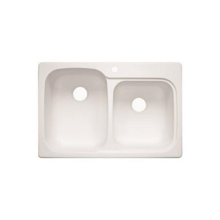 Swan Double-Bowl Kitchen Sink, 22 D X 33 W In., White -