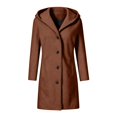 thumbnail image 7 of Sorvello Women's Hooded Single Breasted Long Wool Coat Casual Warm Winter Outerwear for Women Fall Jacket with Pockets Button Front Coffee S, 7 of 7