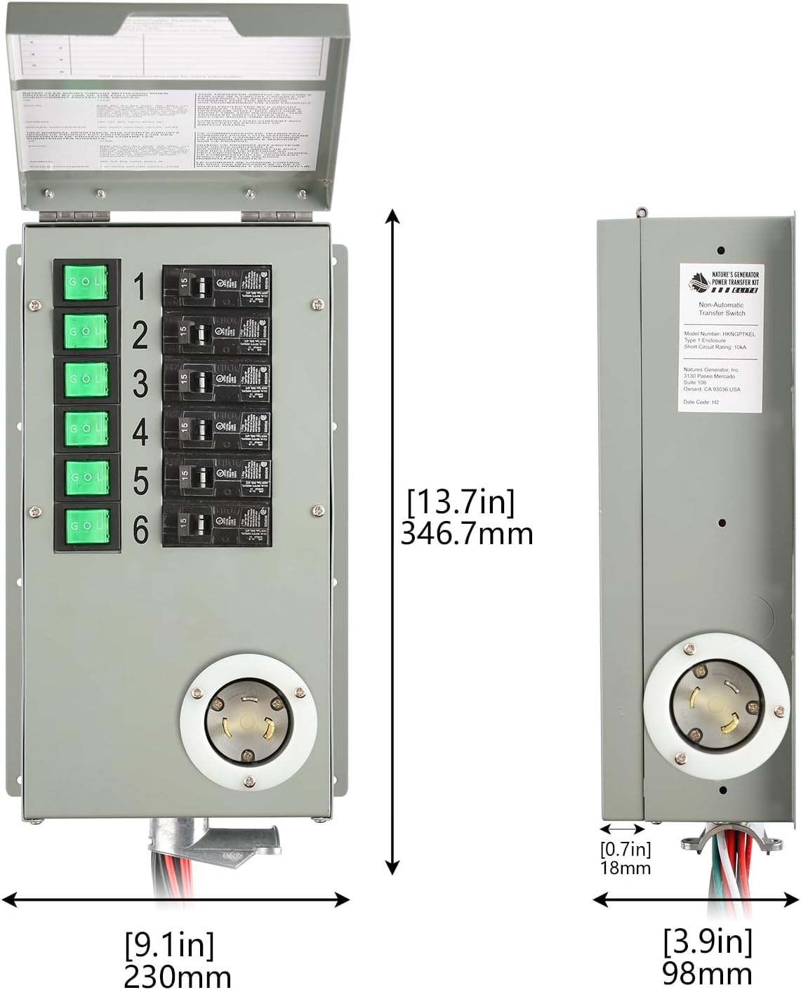 Nature's Generator Transfer Switch 6 Circuits 120V 30A Power Transfer Kit With Transfer Switch Flush Mount