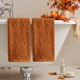thumbnail image 3 of Sm:)e 2PC Dahlia three Dimensional Floral Jacquard Towel 13x30 Inches, 100% Cotton Quick-Dry High Absorbency Luxury Bath Towel, Camel, 3 of 8