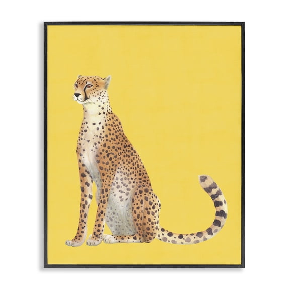 Stupell Industries Modern Cheetah on Vibrant Yellow Black Framed Giclee Art, 11 x 14, by Karolina Sato