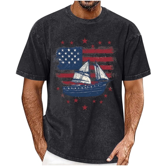 Vetsdori Red White and Blue Tshirts for Men 4th of July Short Sleeve Pullover Summer American Flag Patriotic,Independence Day Outdoor Mens Tops Shirts