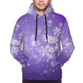 thumbnail image 4 of KLL Snowfall Sky White Purple Print Mens Hoodie Long Sleeve Casual Pullover Hooded Sweatshirt Fashion Drawstring Hoodies with Pocket-X-Large, 4 of 6