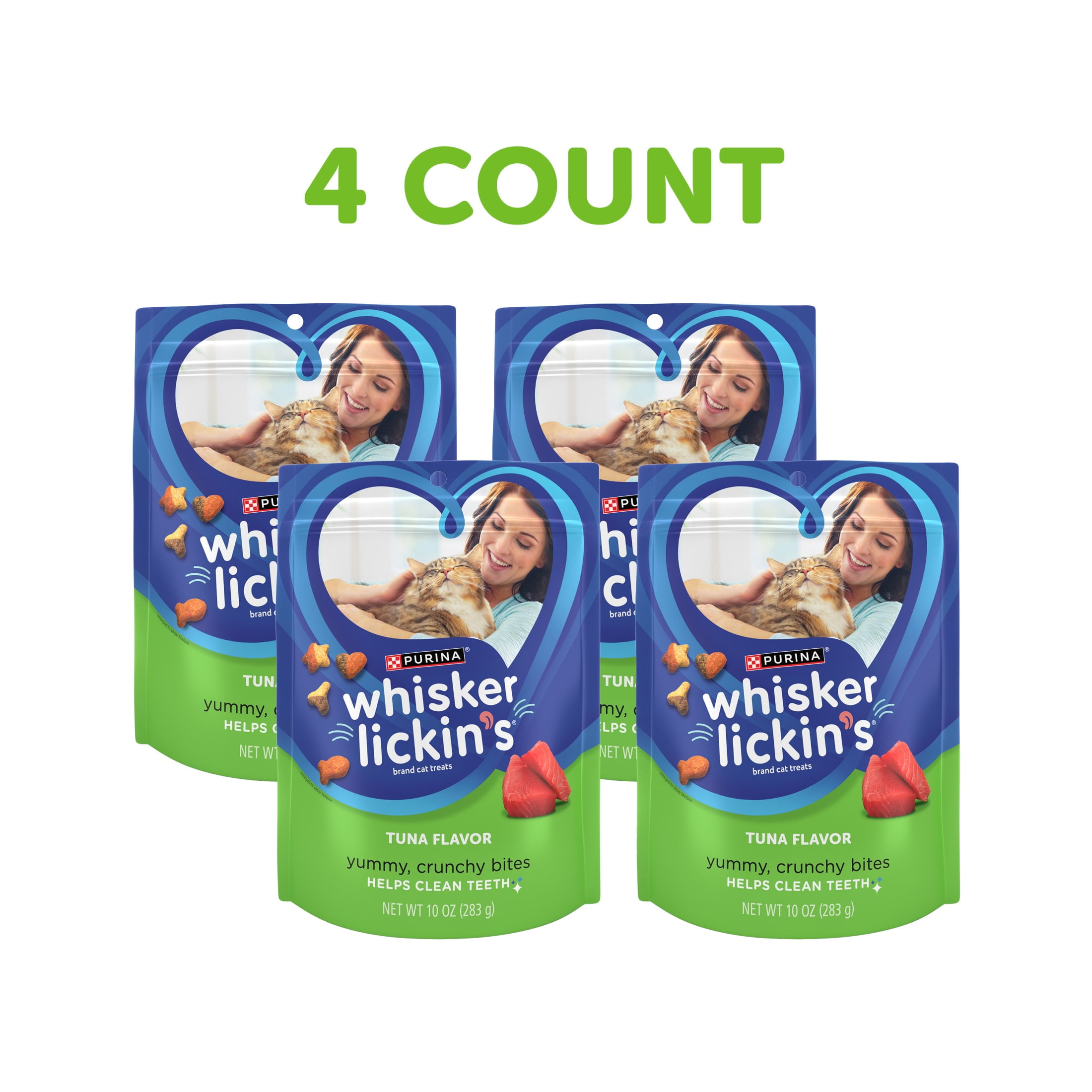 Purina Whisker Lickin's Crunchy & Yummy Cat Treats, Tuna, 10 oz Bag, (4 Pack)