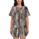 thumbnail image 1 of Balery Wooden Texture Conjunto de Pijama para Mujer con Estampado, Dos Piezas de Manga Corta y Shorts, Ropa de Dormir Suave con Cuello Redondo y Bolsillos-3X-Large, 1 of 6