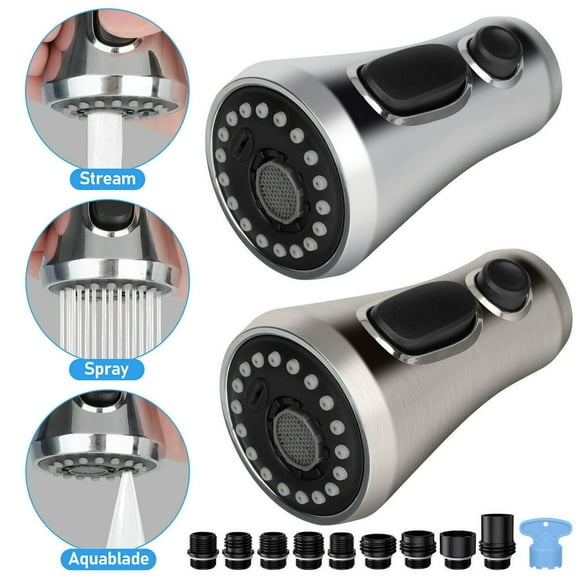 Kitchen Faucet Spray Head 3-Mode Pull Down Sink Sprayer Nozzle Replacement Parts for Moen American Standard Delta Kohler Chrome Silver