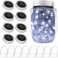 thumbnail image 1 of Luces solares para tarros de cristal, paquete de 10 luces LED colgantes para tapa de tarro con colgador (sin tarros) para jardín, 1 of 5