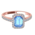 thumbnail image 2 of Mauli Jewels Rings for Women 2.50 Carat Diamond And Emerald Shaped Blue Topaz Ring 4-prong 10K Rose Gold, 2 of 6