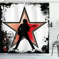 thumbnail image 1 of Ambesonne Rock Music Shower Curtain, Guitar Player Star, 69"Wx84"L, Black Red Peach, 1 of 3