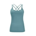thumbnail image 5 of GA WEIHUA Yoga Tank Tops for Women Cross Back Gym Workout Camisole Strappy Back Activewear Compression Shirts Summer Basic Cami Tees(Green,L)Clearance Deals, 5 of 5