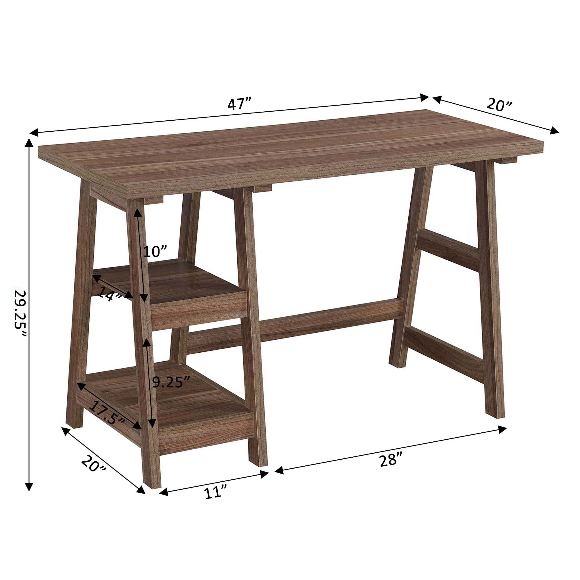 Convenience Concepts Designs2Go Trestle Writing Desk in Cappuccino Wood Finish