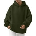thumbnail image 2 of Antinious Womens Sweatshirt Solid Hooded Long Sleeve Pullover Casual Tops,Sweatshirt for Women,Going Out Tops for Women,Army Green,S, 2 of 5
