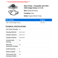 thumbnail image 2 of Water Pump - Compatible with 2001 - 2005 Dodge Stratus 2.7L V6 2002 2003 2004, 2 of 2