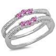 thumbnail image 1 of Dazzlingrock Collection 14K Round Pink Sapphire & White Diamond Ladies Wedding Band Enhancer Guard Ring, White Gold, Size 5, 1 of 1