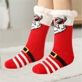 thumbnail image 4 of GILIGEGE Christmas Slipper Socks for Women with Grippers Non Slip, Fuzzy Funny Santa Sherpa Lined Xams Slipper Socks for Family Fluffy Winter Warm Lamb Fleece Socks Christmas Holidays Gifts, 4 of 5