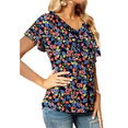thumbnail image 2 of Fantaslook Womens Blouses Floral Ruffle Short Sleeve Tunic Tops Casual V Neck Summer Shirts, 2 of 5
