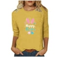 thumbnail image 3 of BiZtdJrK 3/4 Length Sleeve Womens Tops 2025 Easter Cute Rabbit Graphic Tees Shirt Casual Loose Fit Crewneck Pullover Blouses Yellow XXL Clearance, 3 of 5