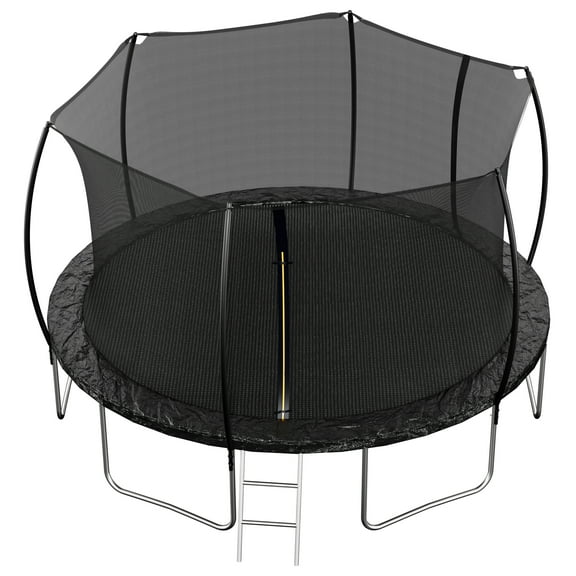 Trampoline For Fitness 14FT Trampoline (Double-side color pad) , Trampoline for Kids and Adults with Enclosure Net and Ladder,Curved fence pole,Indoor Trampoline