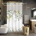 thumbnail image 5 of No Hook Eucalyptus Shower Curtain with Snap in Liner Set, Sage Green Botanical Weeping Leaf Waterproof Fabric Bathroom Curtains with See Through Top Window, Hotel Style Stall 54 x 78 Inch, 5 of 9