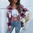 thumbnail image 3 of Cárdigan de manga larga con estampado a cuadros para mujer, abrigos cortos con botones, chaquetas regulares, otoño e invierno, 2024, 3 of 5