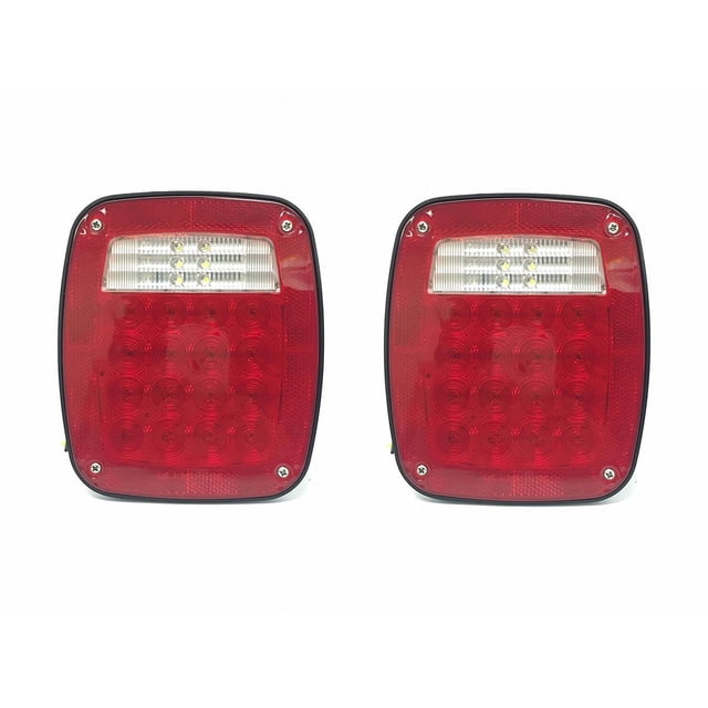 MaxxHaul 80685 Universal Square 12V Combination 28 LED Signal Tail Light - For Truck Trailer Boat Jeep SUV RV Vans Flatbed 2 Pack