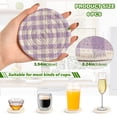 thumbnail image 3 of Haosy Set of 6 Drink Woven Coaster with Holder Heat Resistant Non-Slip Bar Coasters 4 Inches Purple Gingham, 3 of 7