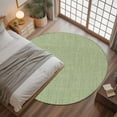 thumbnail image 3 of Green 4ft Round Rug, Farmhouse Burlap Solid Green Color Modern Linen Texture Non-Skid Rubber Backing Large Area Rugs - Living Room Bedroom Home Office, Indoor Floor Mat Carpets Washable Rug, 3 of 9