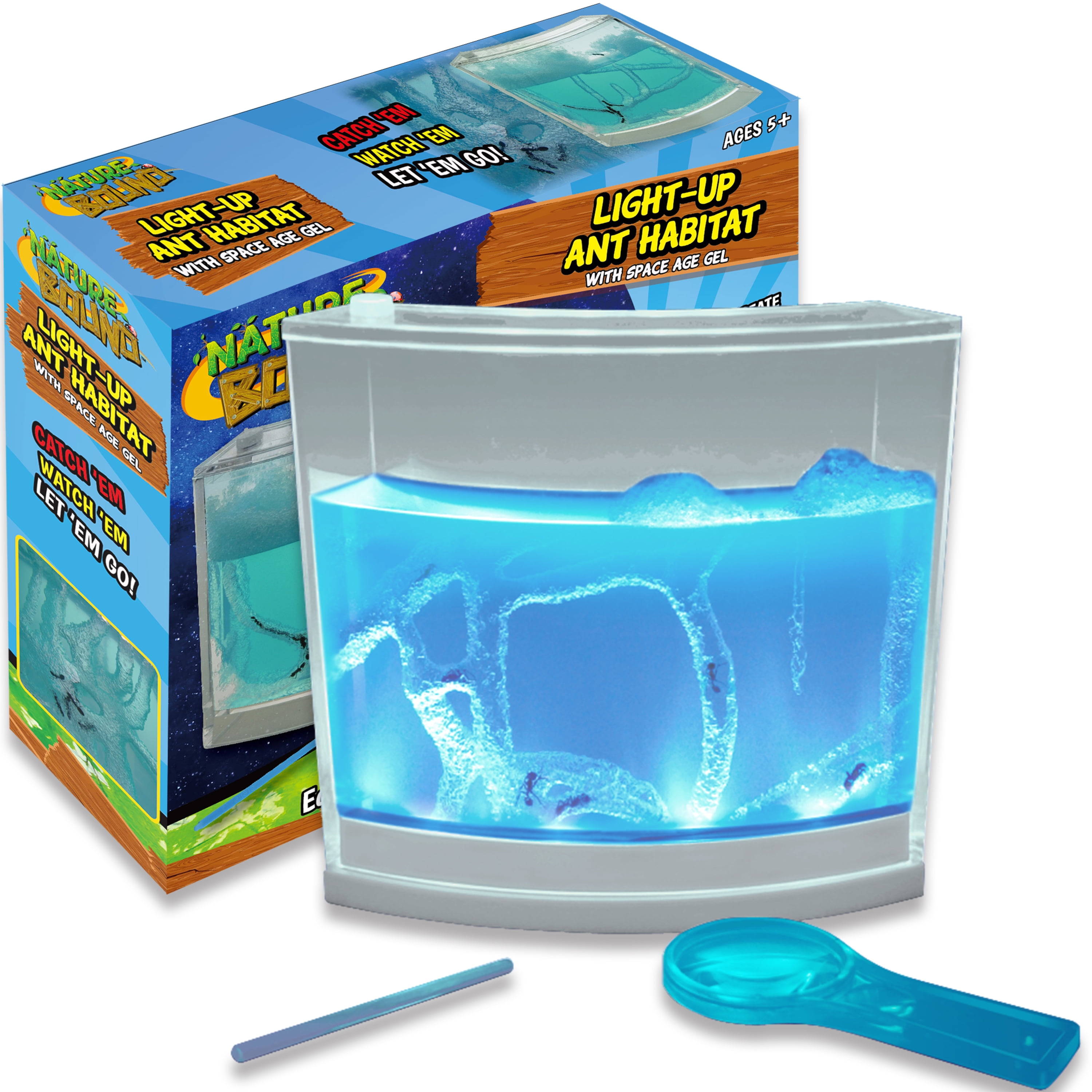Light-Up Ant Habitat Terrarium Kit with Gel for - LED Lights with Space Age Gel - STEM Science & Nature Toy for Boys & Girls - Watch Ants Dig and Tunnel -