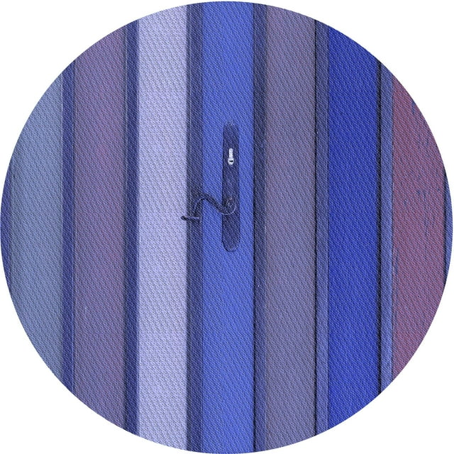 Ahgly Company Tapis de Zone Rond d'Intérieur Lavable à la Machine, Transitionnel, Bleu Ardoise Clair, 7 Pieds Rond