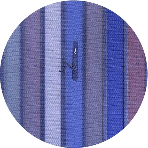 Ahgly Company Machine Washable Indoor Round Transitional Light Slate Blue Area Rugs, 6' Round
