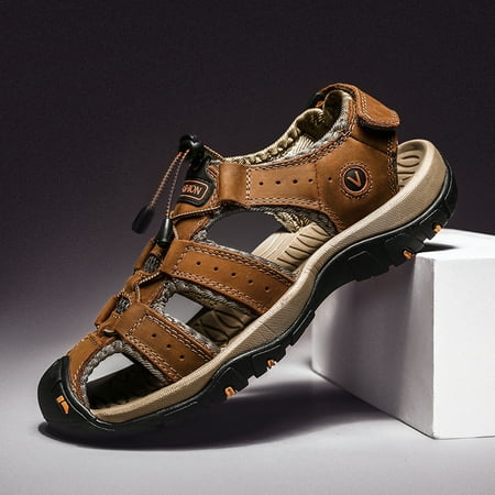 

Men‘s Summer Sandals Leather Durable Outdoor Rubber Sole Non Slip Shoes