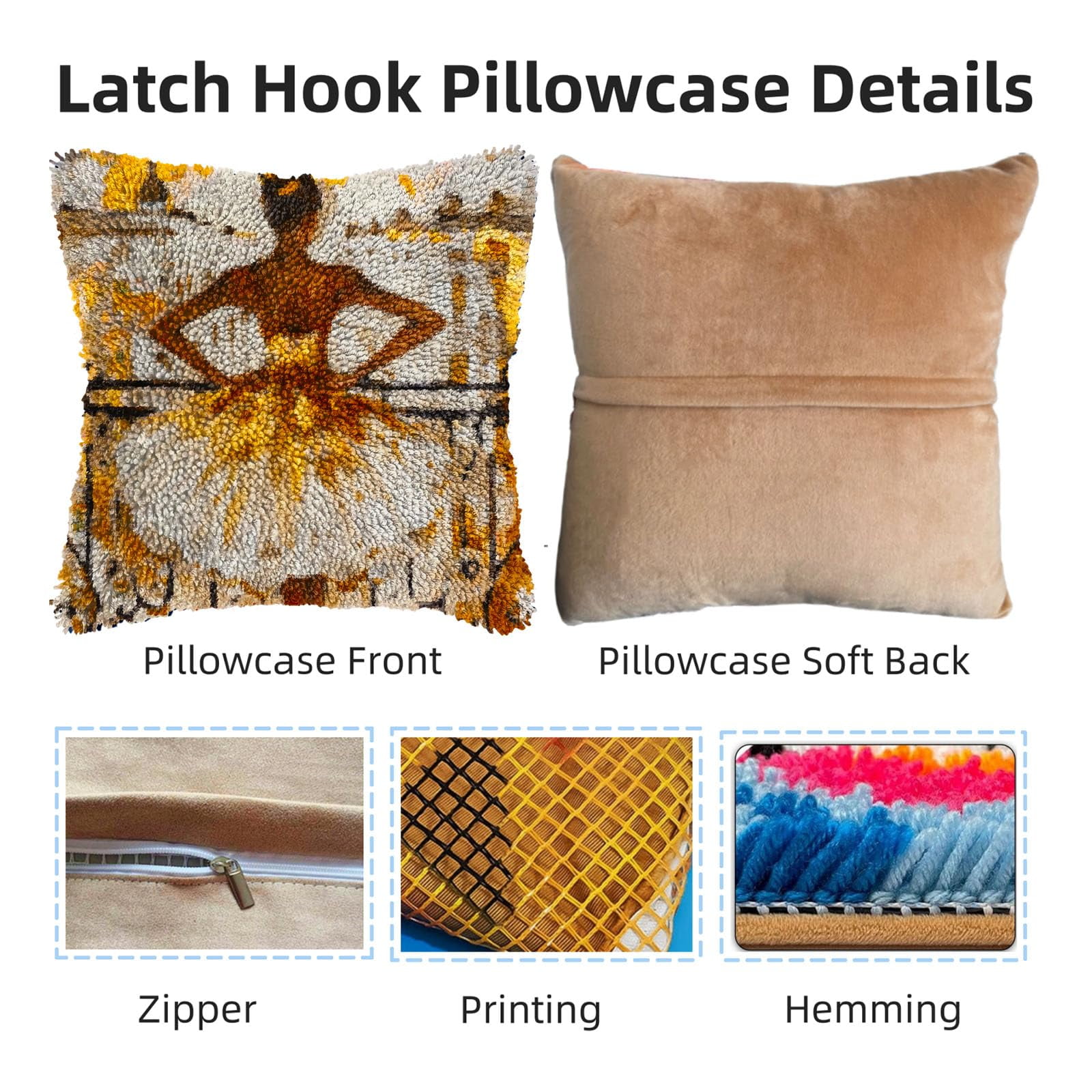 Ballerina Woman Stand on Balcony DIY Latch Hook Pillow Kits for Adults Printed Pillowcase Crochet Yarns Hooking Handmade Pillow Cover Cushion for Home Sofa Decoration 17x17inch