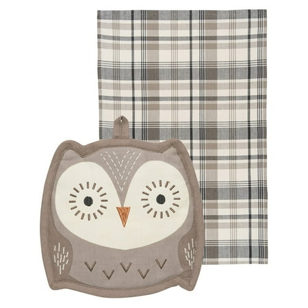 Animal Shaped Kitchen Pocket Pal Hot Pad Owl With Themed Dish