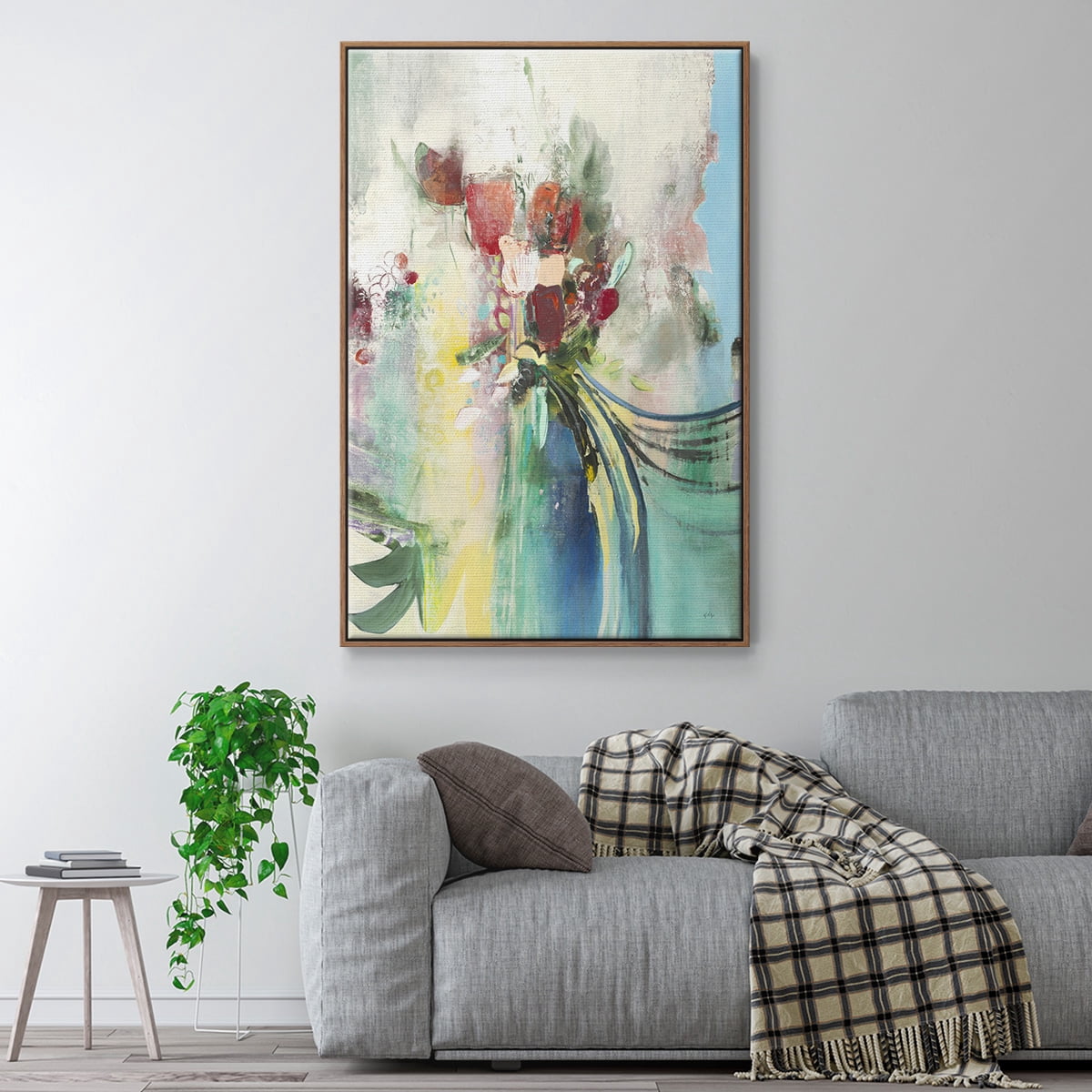 Celebration I Framed Premium Gallery Wrapped Canvas - Ready to Hang - 25 x 37 - Walnut Floating Frame