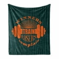 thumbnail image 1 of Fitness Soft Flannel Fleece Throw Blanket, Winners Train Losers Complain Words Design Dumbbell Bodybuilding, Cozy Plush for Indoor and Outdoor Use, 60" x 80", Petrol Blue Teal Orange, by Ambesonne, 1 of 6
