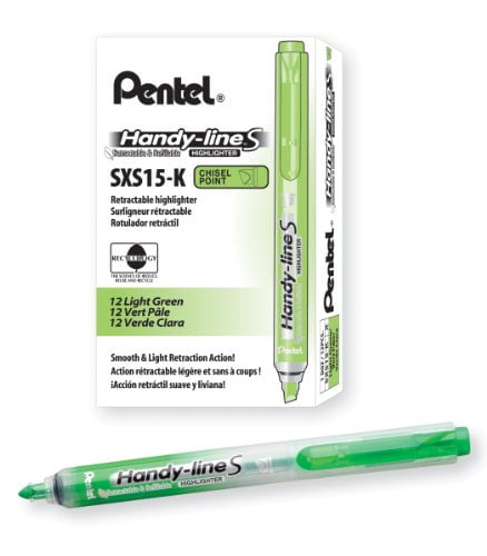 NEW Pentel 10-Pack Handy-line S Retractable PINK Chisel Tip Highlighter Refill