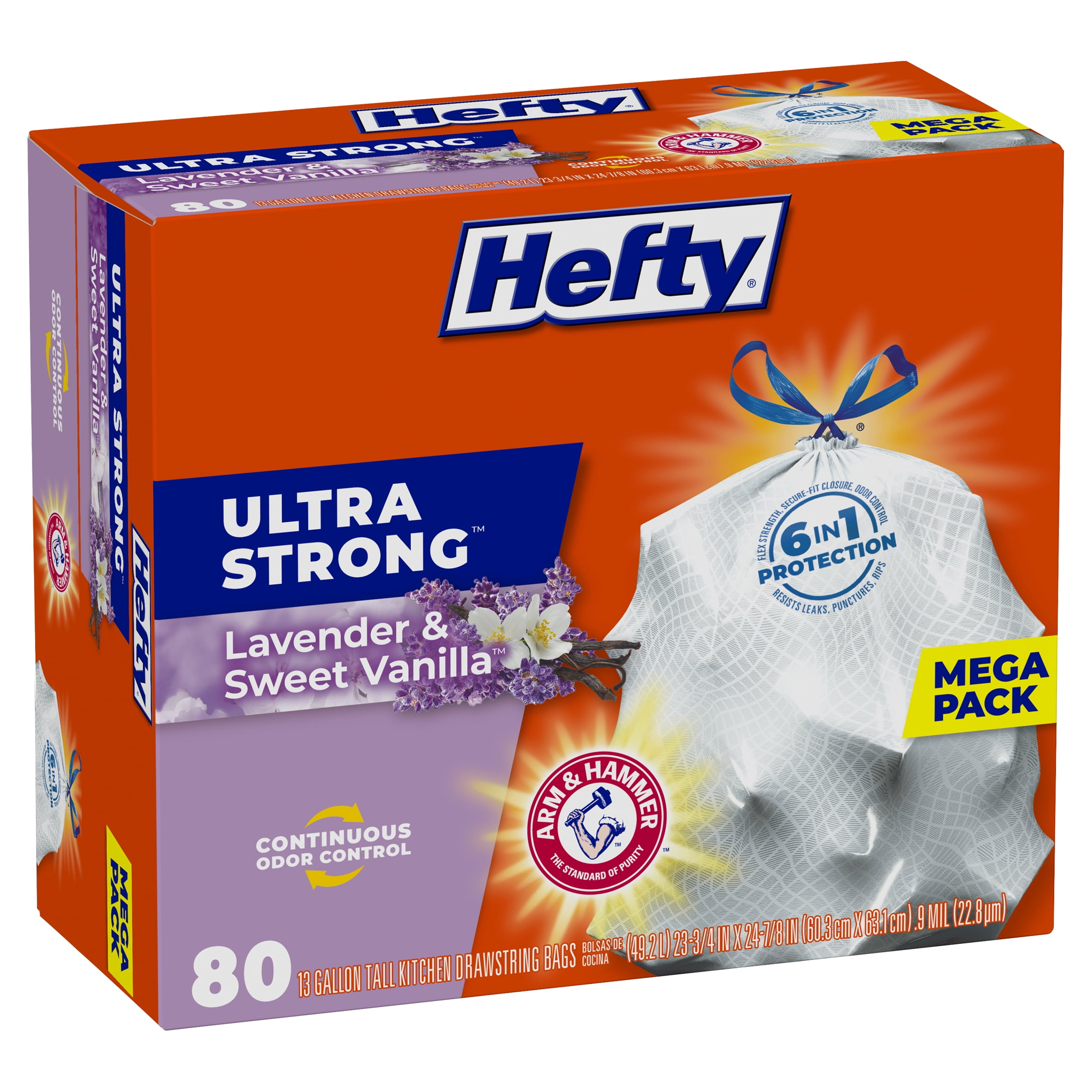 Hefty Flap Tie Small Trash Bags 26 Count Lavender /& Sweet Vanilla Pack of 2 4 Gallon