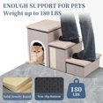 thumbnail image 5 of Dog Steps for Bed and Couch, 4 in 1 Foldable Dog Stairs for Small Older Dogs Cats, Adjustable Pet Cat Stairs with Storage, Dog Ramps with Condo, Cat Scratcher, Hold Up to 180LBS, Pet Cat Steps Beige, 5 of 8