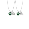thumbnail image 2 of Delight Jewelry Silvertone Large Green Paw Mother & Daughter Heart Necklaces (Set of 2), 19"+2", 2 of 4