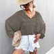 thumbnail image 5 of Top informal holgado con cuello en V y encaje con mangas farol de primavera/verano para mujer Fridja NMB4092, 5 of 6