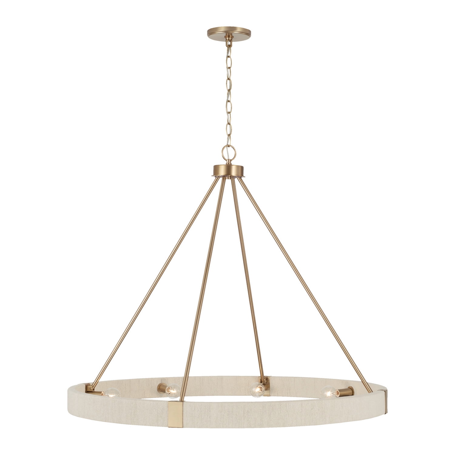 Capital Lighting 449881MA Delaney Modern Hand-Wrapped Rope Round Chandelier, 8-Light 480 Total Watts, 30" H x 36" W, Matte Brass