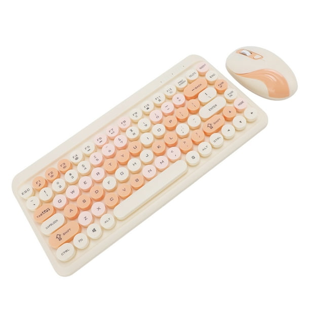 Teclado Y Mouse Inalámbricos, Combo De Teclado Y Mouse Con Teclas Redondas Retro De 2.4G Con 3 Configuraciones De DPI Ajustables Para El Hogar, Oficina, Juegos, Trabajo, PC Y