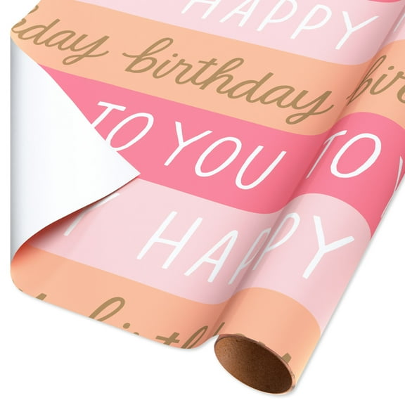 American Greetings 30 in. Wrapping Paper, Stripes Happy Birthday to You (1-Roll, 40 Sq. ft.)