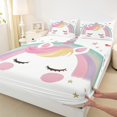 thumbnail image 3 of Castle Fairy Girly Magical Horse 4Pcs Bed Sheets,Kawaii Rainbow Unicorn King Sheets,Cartoon Animal Super Cozy Sheet Set,Lightweight Room Decor, 3 of 7