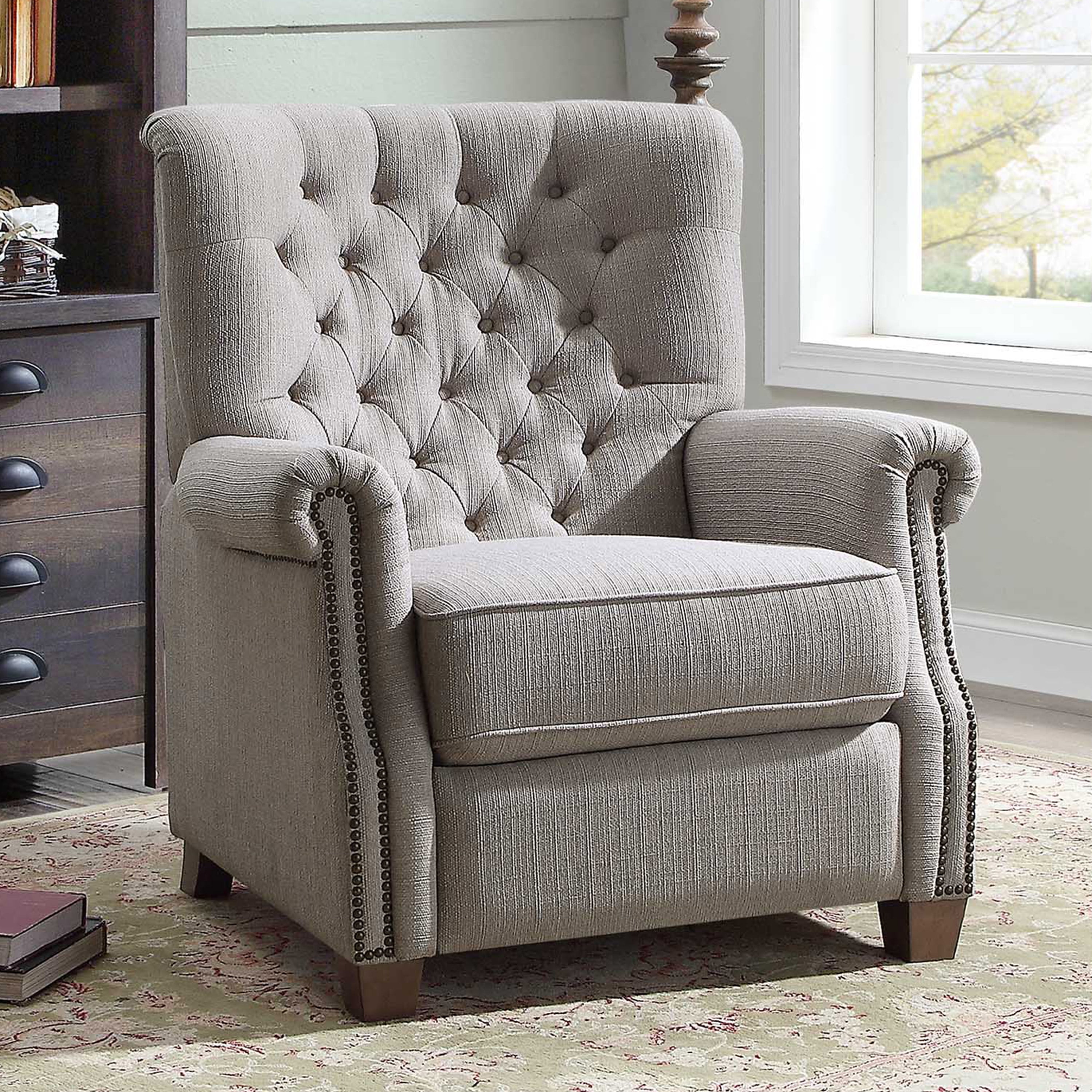 Better Homes and Garden Tufted Push Back Recliner, Gray