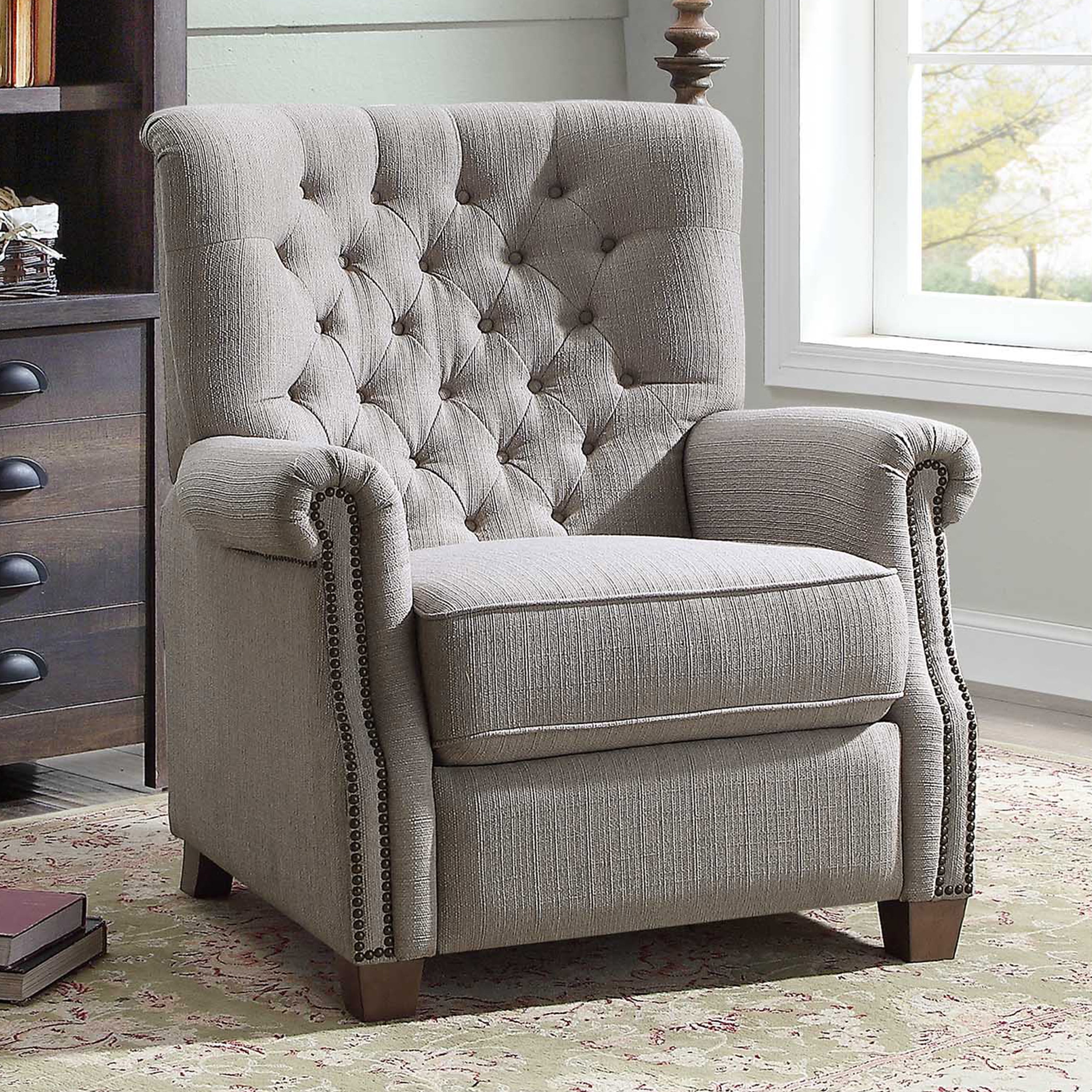 Better Homes And Garden Tufted Push Back Recliner Gray Walmart